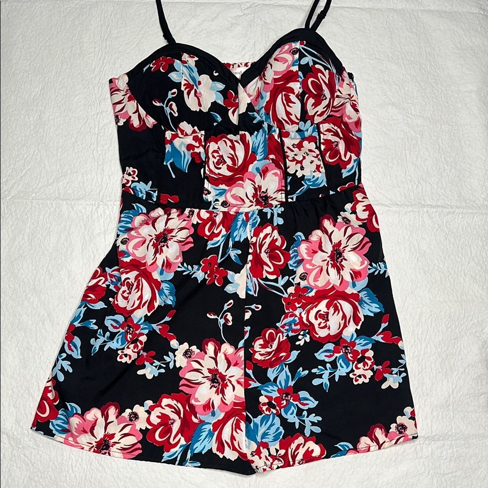 Band of gypsy Floral Print romper with Spaghetti Straps